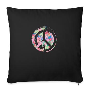 flowers,peace,floral,colorful,peace - Sofa pillowcase 17,3'' x 17,3'' (45 x 45 cm) - black - Front