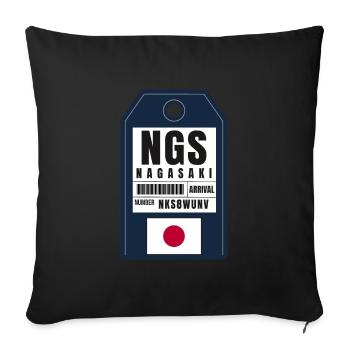 Carte d’embarquement de Nagasaki - Japan Airport Ticket NGS - Housse de coussin décorative 45 x 45 cm - noir - Devant