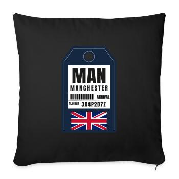 Manchester Boarding Pass - Airport Ticket MAN - Sofa pillowcase 17,3'' x 17,3'' (45 x 45 cm) - black - Front