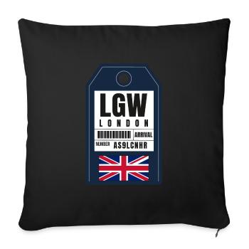 Carte d’embarquement londres - Billet d’aéroport d’Angleterre LGW - Housse de coussin décorative 45 x 45 cm - noir - Devant