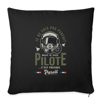 parfait pilote avion de chasse Cadeau humour armée - Housse de coussin décorative 45 x 45 cm - noir - Devant