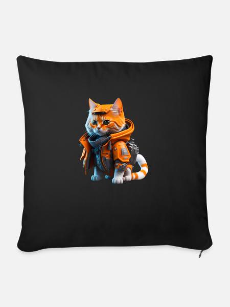 Die Weltraum Katze - Sofakissenbezug 45 x 45 cm - Schwarz