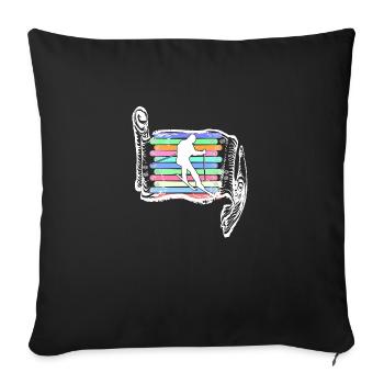 Skieur enroulé design avec des skis - Housse de coussin décorative 45 x 45 cm - noir - Devant