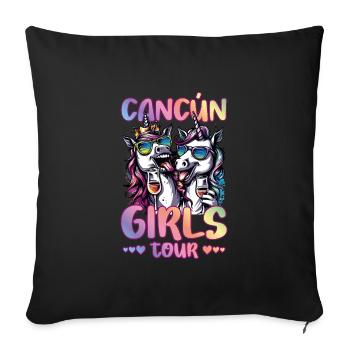 Visite des filles de Cancún au Mexique - Housse de coussin décorative 45 x 45 cm - noir - Devant