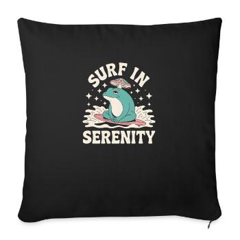 Surf en sérénité - Mignon grenouille autocollant - Housse de coussin décorative 45 x 45 cm - noir - Devant