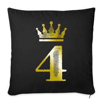 4 Chiffre Couronne Or - Housse de coussin décorative 45 x 45 cm - noir - Devant