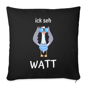 ick seh watt Möwe Fernglas - Sofakissenbezug 45 x 45 cm - Schwarz - Vorne