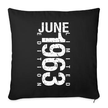June 1963 June birthday gift June 1963 - Sofa pillowcase 17,3'' x 17,3'' (45 x 45 cm) - black - Front