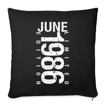 June 1986 June birthday gift June 1986 - Sofa pillowcase 17,3'' x 17,3'' (45 x 45 cm) - black - Front
