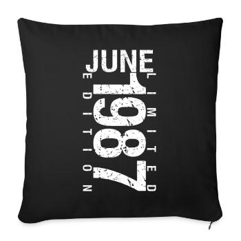 June 1987 June birthday gift June 1987 - Sofa pillowcase 17,3'' x 17,3'' (45 x 45 cm) - black - Front