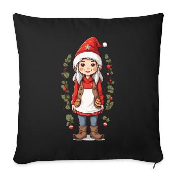 Nordic Christmas Gnome Elf Mama Gnome Design - Sofa pillowcase 17,3'' x 17,3'' (45 x 45 cm) - black - Front