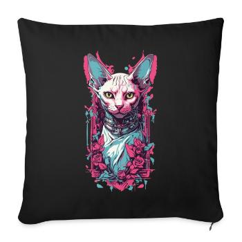 Gloomy Gothic Sphynx Cat Pastel Goth Design - Sofa pillowcase 17,3'' x 17,3'' (45 x 45 cm) - black - Front