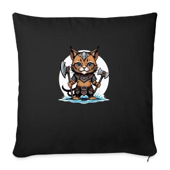 Chat Viking Viking Chat Cadeau Mignon - Housse de coussin décorative 45 x 45 cm - noir - Devant