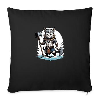Chat Viking Viking Chat Cadeau Mignon - Housse de coussin décorative 45 x 45 cm - noir - Devant