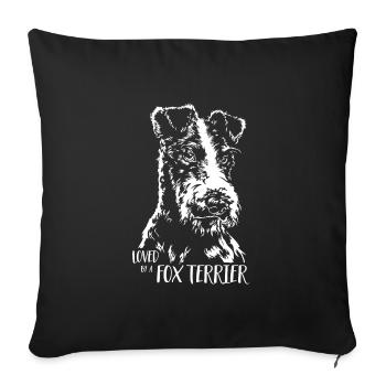 Aimé par un chien Fox Terrier disant Wilsigns - Housse de coussin décorative 45 x 45 cm - noir - Devant