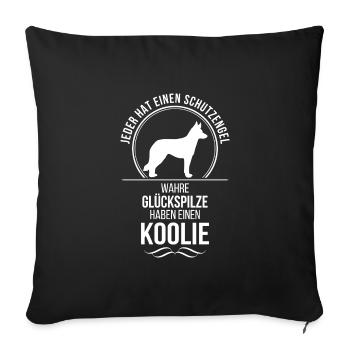 Koolie Schutzengel Hunde Spruch Wilsigns - Sofakissenbezug 45 x 45 cm - Schwarz - Vorne