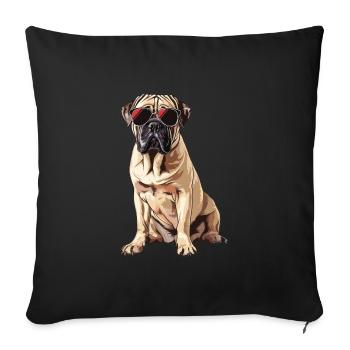 English Mastiff, Dog, Sunglasses, Summer - Sofa pillowcase 17,3'' x 17,3'' (45 x 45 cm) - black - Front