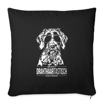 WIREHAIRTASTIC German Wirehaired Dogs Wilsigns - Sofa pillowcase 17,3'' x 17,3'' (45 x 45 cm) - black - Front
