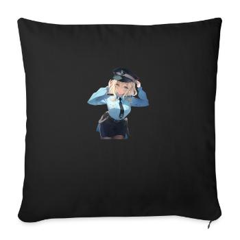 Anime Policewoman - Sofa pillowcase 17,3'' x 17,3'' (45 x 45 cm) - black - Front