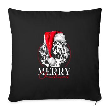 Père Noël Petit Münsterlander Joyeux Noël Chiens - Housse de coussin décorative 45 x 45 cm - noir - Devant