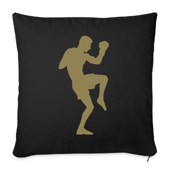 Boxer silhouette, powerful martial arts design - Sofa pillowcase 17,3'' x 17,3'' (45 x 45 cm) - black - Front