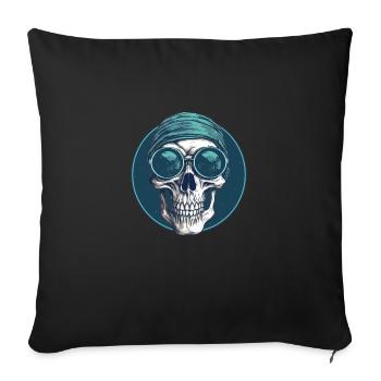 Crâne avec lunettes de soleil, crâne, squelette - Housse de coussin décorative 45 x 45 cm - noir - Devant