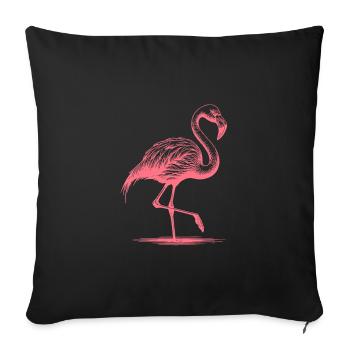 Pretty pink flamingo standing on one leg - Sofa pillowcase 17,3'' x 17,3'' (45 x 45 cm) - black - Front