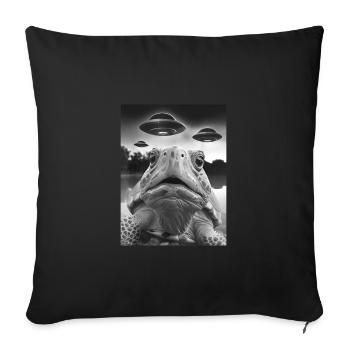 Drôle Tortue Graphic Tee OVNI Bizarre - Housse de coussin décorative 45 x 45 cm - noir - Devant