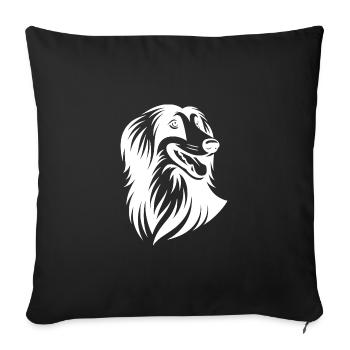 lévrier afghan élégant portrait de chien - Housse de coussin décorative 45 x 45 cm - noir - Devant