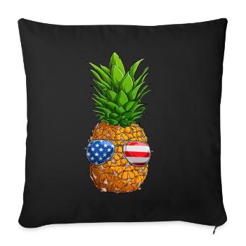 Pineapple 4th of July American Flag USA - Sofakissenbezug 45 x 45 cm - Schwarz - Vorne