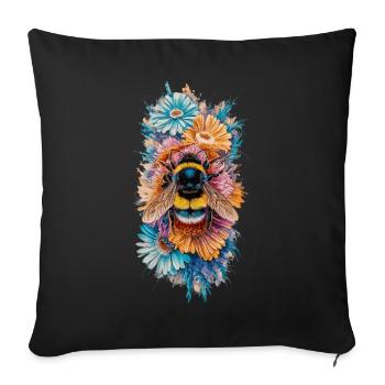 Bienen Blumen Bestäuben - Sofakissenbezug 45 x 45 cm - Schwarz - Vorne