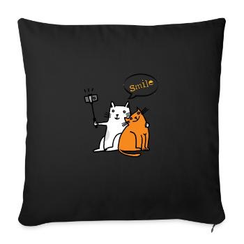Sourire Chat Chats Drôle Drôle - Housse de coussin décorative 45 x 45 cm - noir - Devant