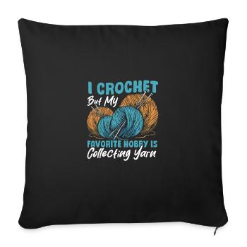 Crochet Crochet Knitting Yarn Crochet - Sofa pillowcase 17,3'' x 17,3'' (45 x 45 cm) - black - Front