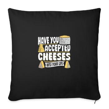 Parmesan Gouda Fromage inclus dans sa vie - Housse de coussin décorative 45 x 45 cm - noir - Devant