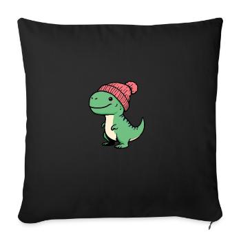 Bonnet T-Rex Baby Dino dinosaure vert - Housse de coussin décorative 45 x 45 cm - noir - Devant
