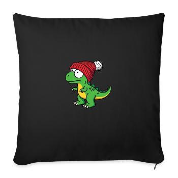 Bonnet T-Rex Baby Dino dinosaure vert - Housse de coussin décorative 45 x 45 cm - noir - Devant