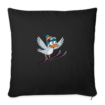 Hiver Seagull Ski Hat Bonnet Ski Saut Vol Montagne - Housse de coussin décorative 45 x 45 cm - noir - Devant