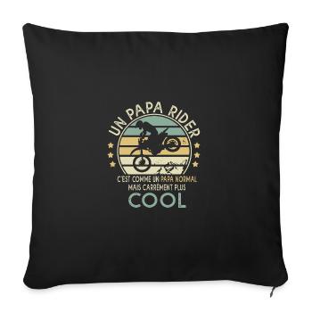 papa rider c'est cool cadeau sport papa motocross - Housse de coussin décorative 45 x 45 cm - noir - Devant