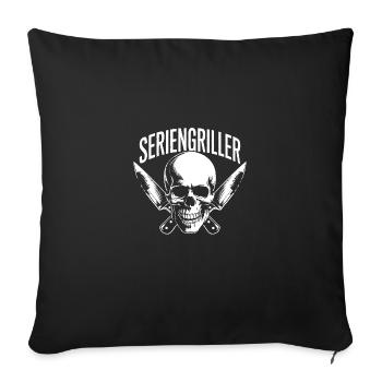 Skull Seriengriller mit gekreuzten Grillmessern - Sofakissenbezug 45 x 45 cm - Schwarz - Vorne