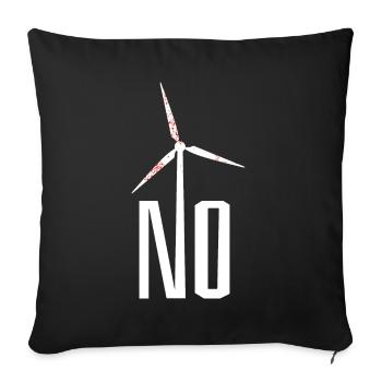 NO! Wind turbine no thanks - danger for birds - Sofa pillowcase 17,3'' x 17,3'' (45 x 45 cm) - black - Front