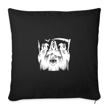 Groupe effrayant de faucheuse d’Halloween avec citrouille - Housse de coussin décorative 45 x 45 cm - noir - Devant