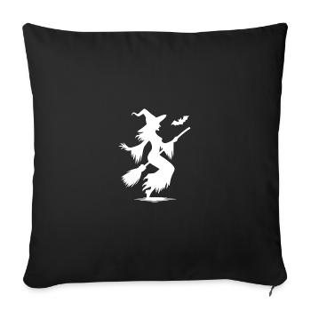 Spooky Halloween Witches with Broom and Bat - Sofa pillowcase 17,3'' x 17,3'' (45 x 45 cm) - black - Front