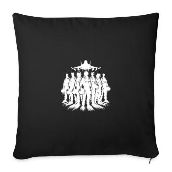 Pilotes de l’armée de l’air Portrait d’avion cool - Housse de coussin décorative 45 x 45 cm - noir - Devant