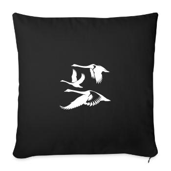 élégant cygne muet troupeau oiseaux cygne - Housse de coussin décorative 45 x 45 cm - noir - Devant