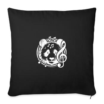 Panda Head Music Notes Tattoo with clef - Sofa pillowcase 17,3'' x 17,3'' (45 x 45 cm) - black - Front