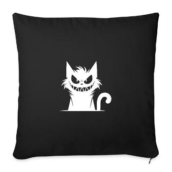 Mean deceitful cat with a crazy look - Sofa pillowcase 17,3'' x 17,3'' (45 x 45 cm) - black - Front