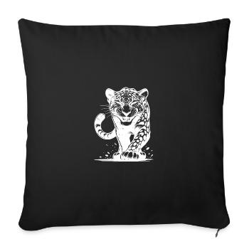 Cunning leopard hunting with spots - Sofa pillowcase 17,3'' x 17,3'' (45 x 45 cm) - black - Front