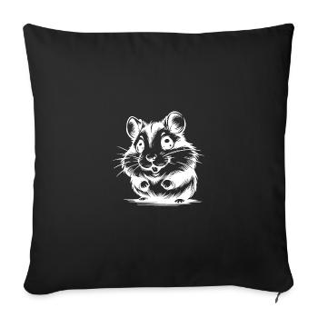 Bébé hamster mignon enfants dessin - Housse de coussin décorative 45 x 45 cm - noir - Devant