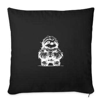 Croquis au crayon de paresseux du café du matin - Housse de coussin décorative 45 x 45 cm - noir - Devant