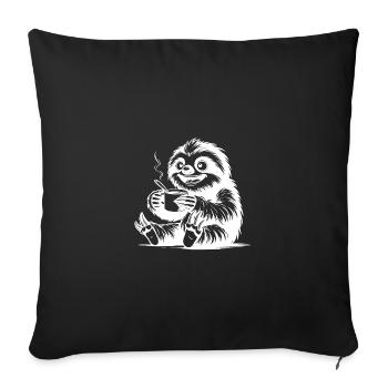 Funny Sloth with Coffee Cup Drawing - Sofa pillowcase 17,3'' x 17,3'' (45 x 45 cm) - black - Front